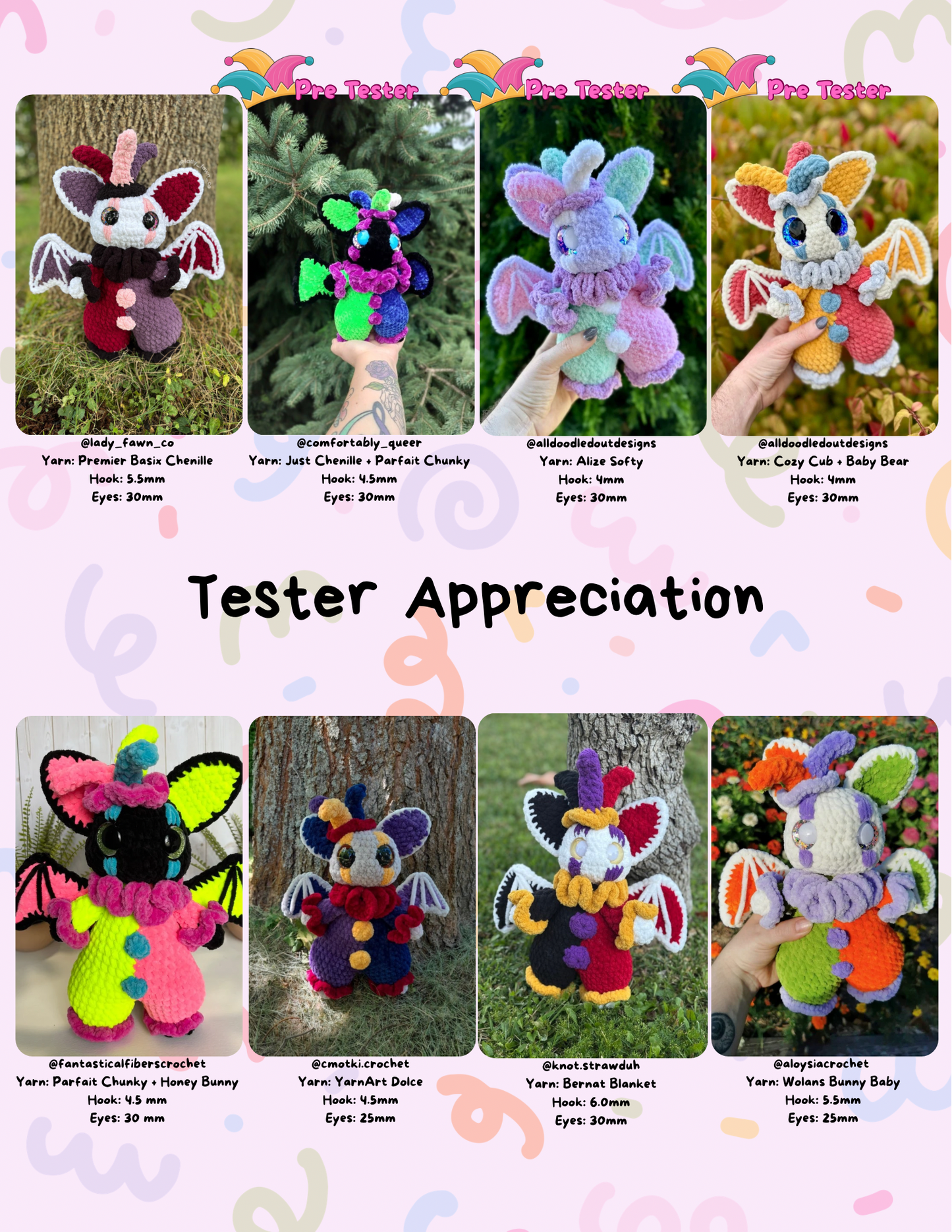 Baubo the Jester Clown Bat PDF Pattern