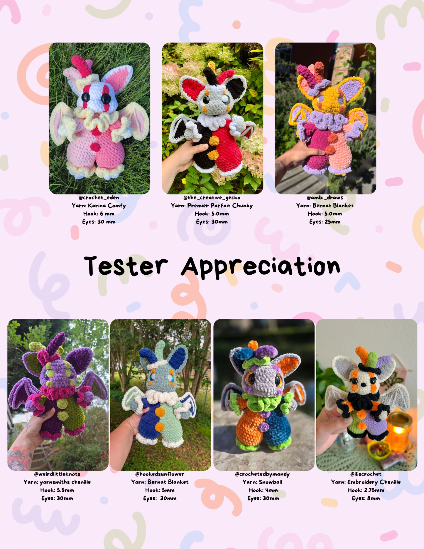 Baubo the Jester Clown Bat PDF Pattern