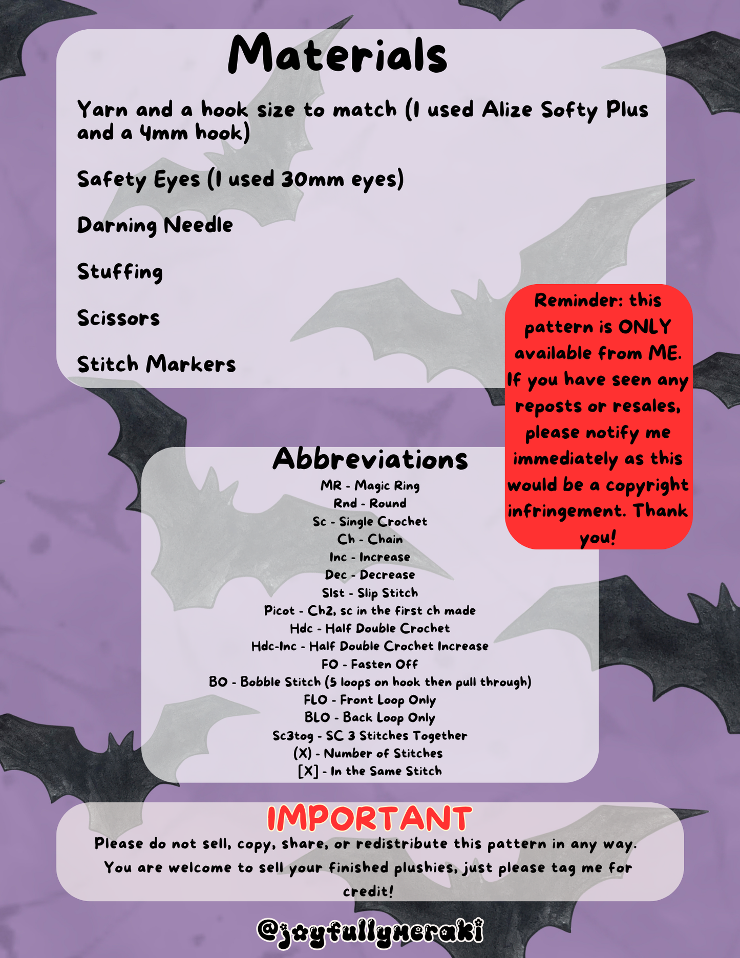 Lilith the Bat Pattern PDF