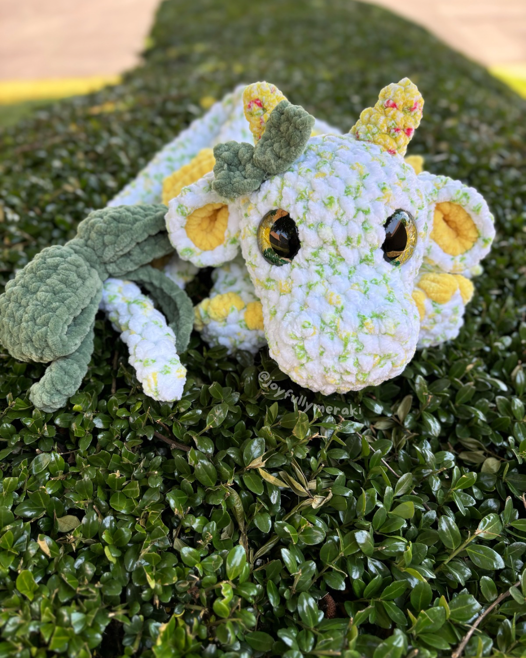 Floral Dragon Snuggler Crocheted Plushie