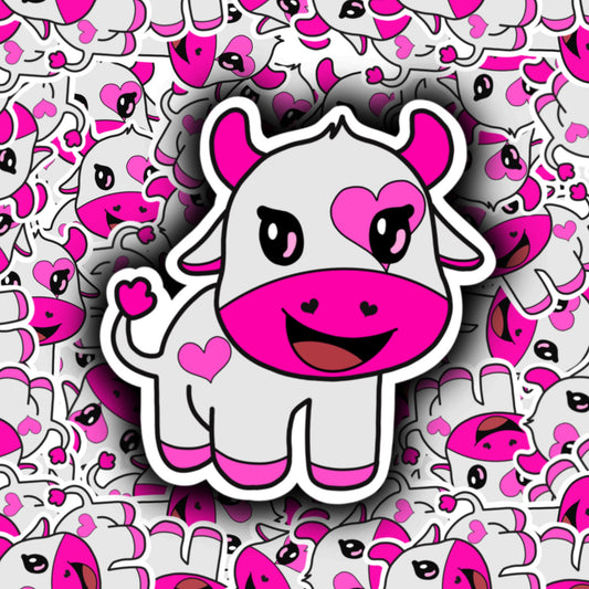 Valentine's Day Cow Sticker